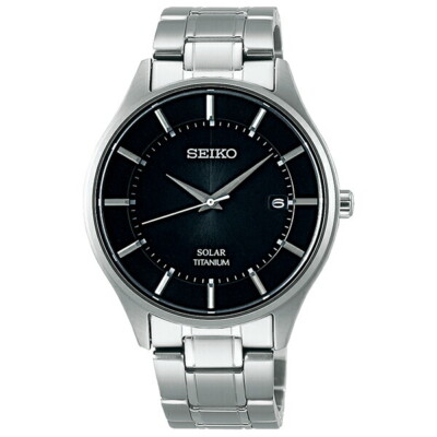SEIKO SELECTION SBPX103 Titanium Solar Analog Watch Black Dial
