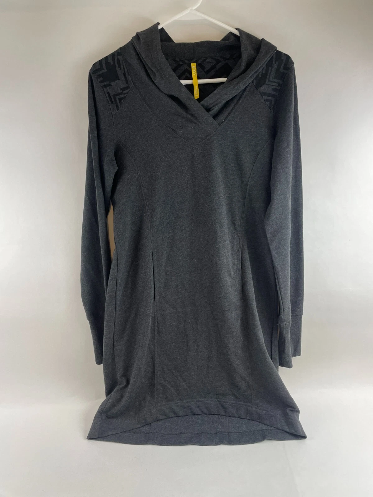 lole dress knee length hoodie long sleeve pockets sweater