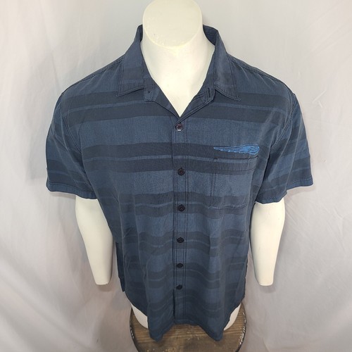 Harley Davidson Mens Light Weight Button Up Shirt sz XL Blue Short Sleeve - Picture 2 of 9