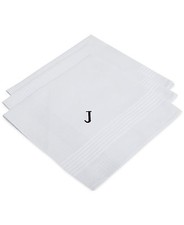 95 Bloomingdales Mens Dress Handkerchief Monogram J Print White Pocket Square