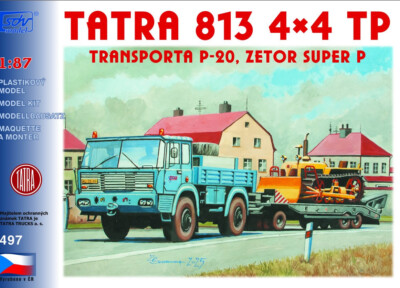 SDV 497 Tatra 813 Zugmaschine , 4x4 mit P-20 und Zetor , Plastikausatz 1/87, H0