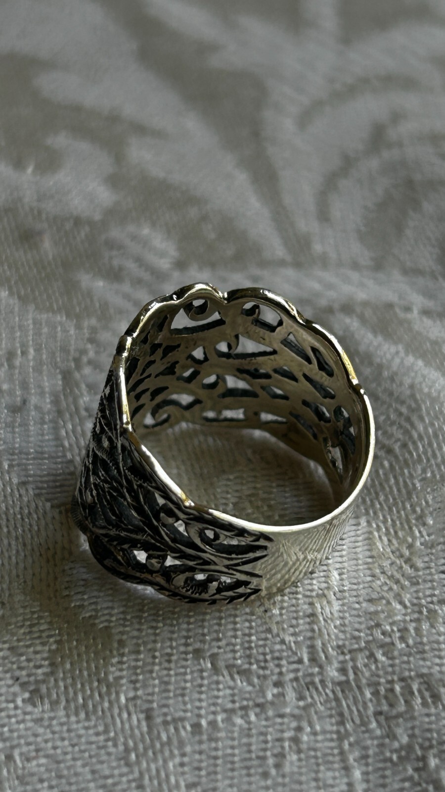 Sterling Silver Statement Scroll Vine Victorian R… - image 3