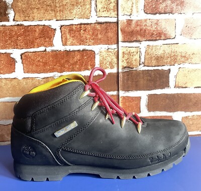 Timberland Euro Sprint Hiker Men's Black Leather  W Red Ankle Hiking Boots