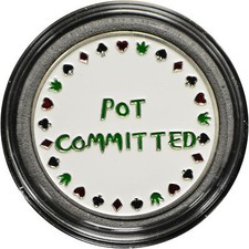 Casino Table Poker Card Guard POT COMMITTED Silver
