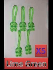 5 Lot 550 Paracord Zipper Pull / KeyChains ~2.5" - LIME GREEN