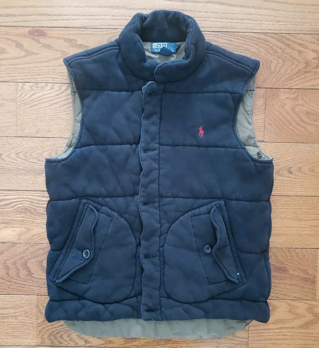 Vintage Ralph Lauren Green Quilted Puffer Vest Mens Large Talon Zipper