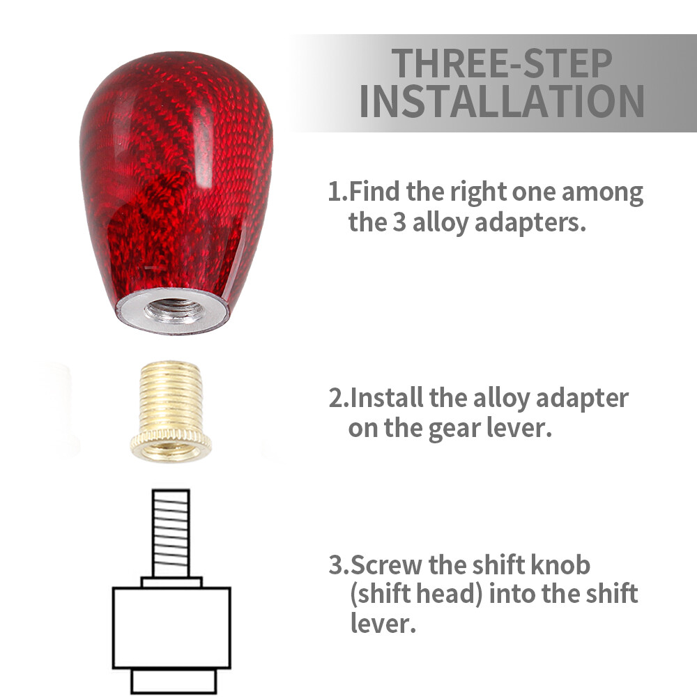 Universal Carbon Fiber Red Manual MT Car Gear Stick Shift Knob Lever Shifter