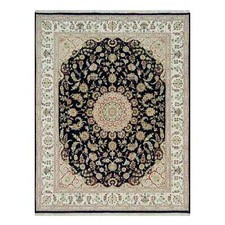 8' x 10'1" Blue 250 KPSI Natural Wool Hand Knotted Nain Design Rug R90320