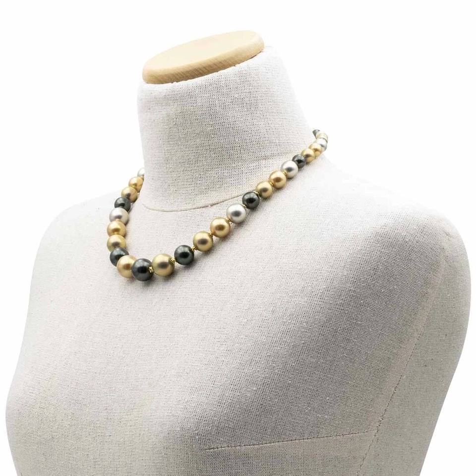 Collana in Perle shell Multicolor e argento 925 placcato Oro girocollo da donna - Immagine 4 di 4