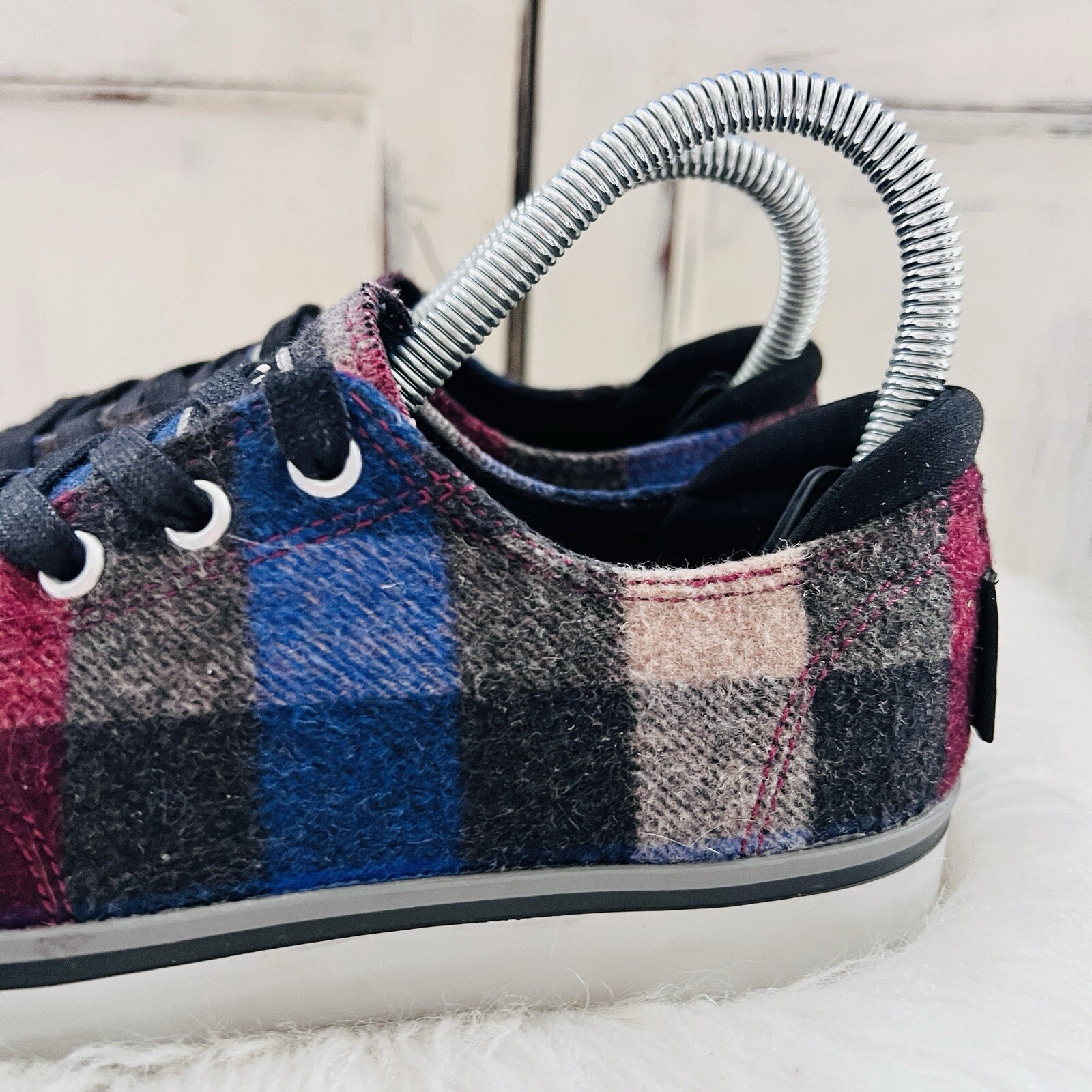 Sneakers Keen Elsa III blu e nere a quadri stringate in lana ~ donna taglia 6