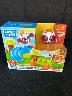 Fisher Price Mega Bloks Peek-A-Blocks Panda Slide Building Set 14 Pcs Age 1+