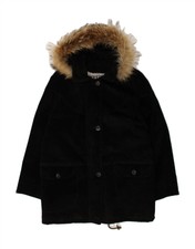 Andrea Mare Womens Hooded Leather Coat It 44 Medium Black Leather Bm10
