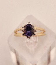 14k soid gold genuine tanzanite & diamond accent/diamond cluster flip ring 