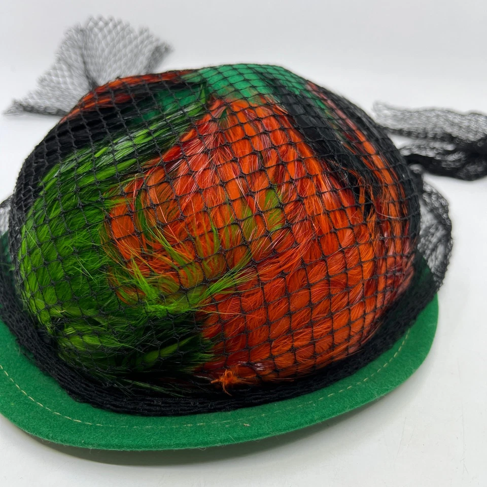 De colección Merrimac Hat Corp 100% Lana Verde Damas Sombrero Red Plumas EE. UU. HB1 Foto 2 de 4