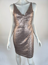 Lulus Sequin Bodycon Dress Women M NWT V-neck Zip Closure Stretch Sleeveless