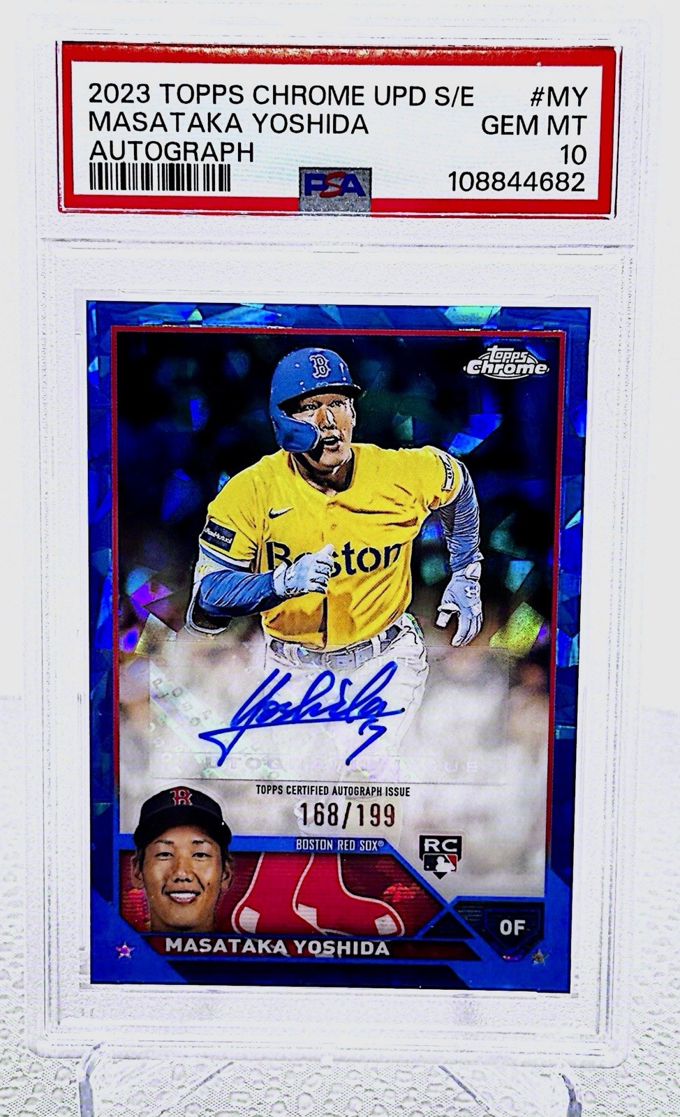 2023 Topps Chrome Update Sapphire Masataka Yoshida RC Autograph # /199 PSA 10