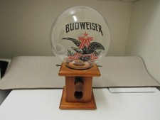 Anheuser Busch BUDWEISER Vintage Peanut/Gumball/Candy Dispenser Glass Globe Wood