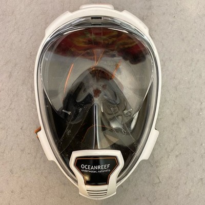 Ocean Reef Aria QR+Full Face Snorkel Mask White Orange Size Medium Made In Italy