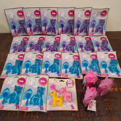 Pony Toy Lot 24 Carded Brush Sets Playset Pink Purple Blue NIP Bulk
