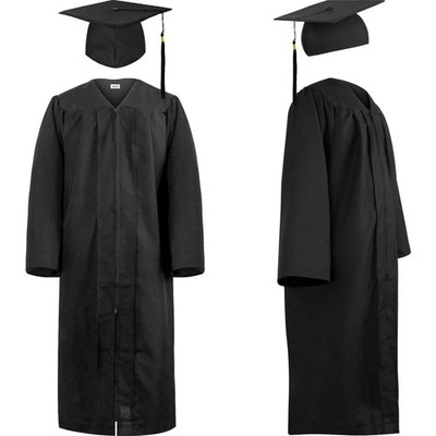 Graduation Talar XL Schwarz Polyester Langarm Hut Abschlussfeier Uni Geschenk