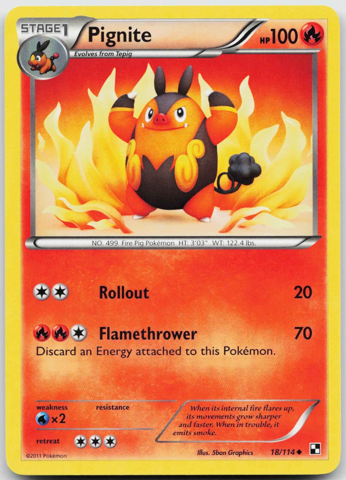 Pignite 18/114 Uncommon Black & White Pokemon Near Mint