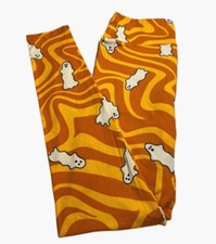 LuLaRoe Leggings OS One Size ORANGE Marble Halloween GHOST Spooky Haunted Soft