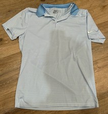 Nike Golf Dri-Fit Light Blue Stripe Standard Polo Medium M