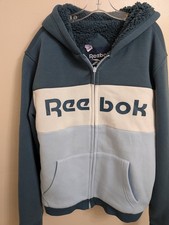 Reebok Full Zip Hoodie Women's Size S Hoops Blue Sherpa Lined Hood NWT