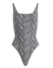 SKIMS Fits Everybody Square Neck Thong Bodysuit Shadow Snake Print Size Medium M