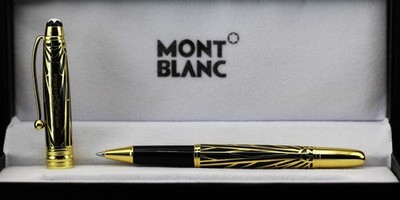 Premium MontBlanc Star Walker Black Ink Pen In Green+Gold Body Limited Edition.