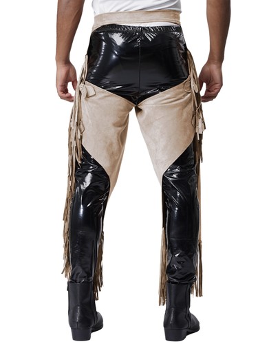 Men Pants Riding Costume Theme Casual Wear Fashion Cowboy Carnivals Chaps Rave - Picture 54 of 58