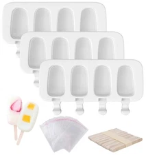 Popsicle Molds Set of 3 12 Cavities Silicone Popsicle Molds & Ice Cake Pop Mo...