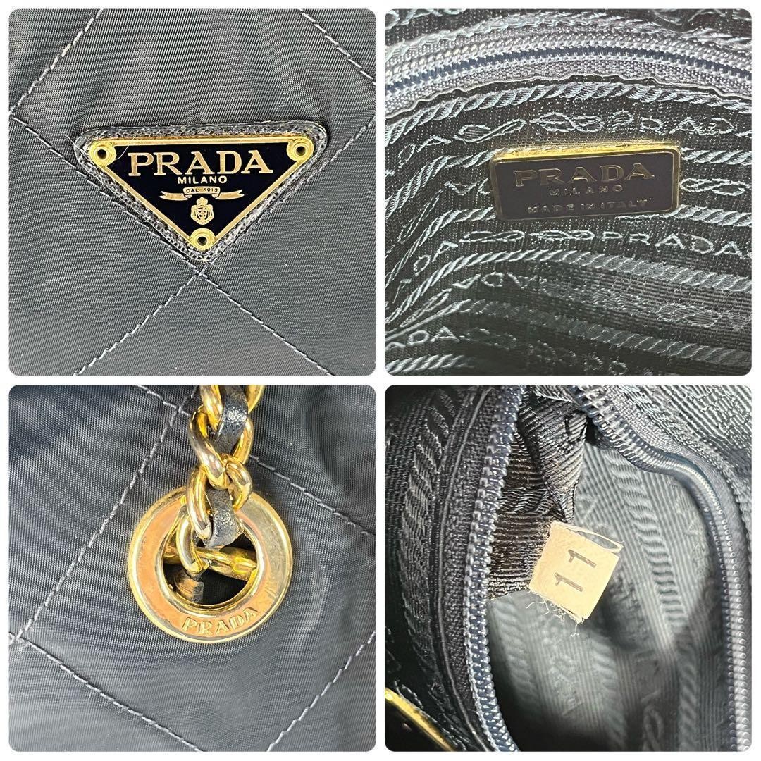 Excellent Condition PRADA Quilted Chain Shoulder Bag Navy thumbnail 11