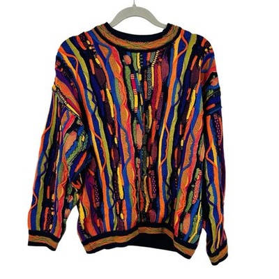 Limnos Australia Vintage 3D knit New wool Colorful Crewneck Sweater Mens SZ S