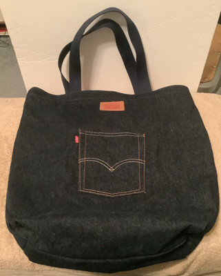 VINTAGE 1990s Levi Strauss & Co Black Canvas Large Tote Bag NWOT