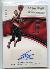 2016-17 PANINI IMMACULATE COLLECTION EVAN TURNER AUTO 03/99!!