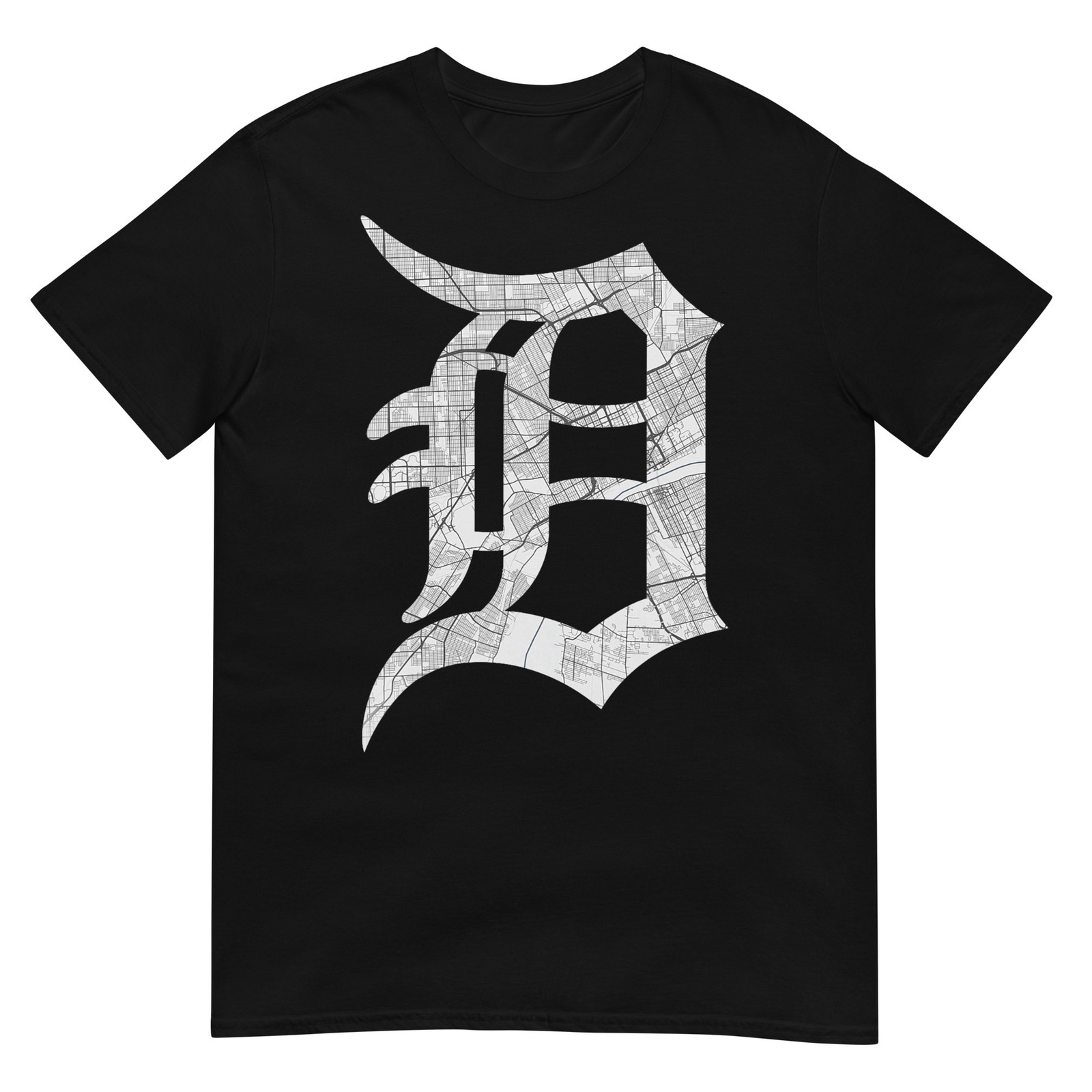 Distressed Letter D Detroit Michigan City Road Map Gift T-Shirt