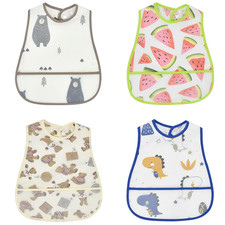 Cartoon EVA Waterproof Baby Bibs Adjustable Pocket Feeding Apron for Kids Meals