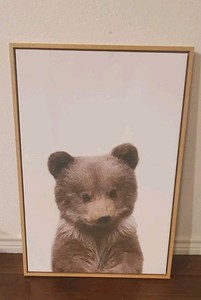 Kate and Laurel Sylvie Baby Bear Color Illustration Framed Canvas Wall Art...