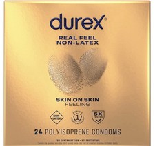 Durex Real Feel Condoms Latex-Free Lubricated Natural Fit 24 Count NEW