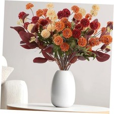 10 Pack Artificial Fall Flowers  2 Branches Eucalyptus - Fake Mixed Orange