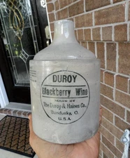 DUROY BLACKBERRY WINE Sandusky, Ohio OH Stoneware Advertising Jug