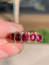 9ct gold seed pearl ring early Victorian
