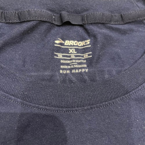 Brooks Running Short Sleeve Graphic Tee Sz XL Navy Performance Mens - Picture 4 of 4