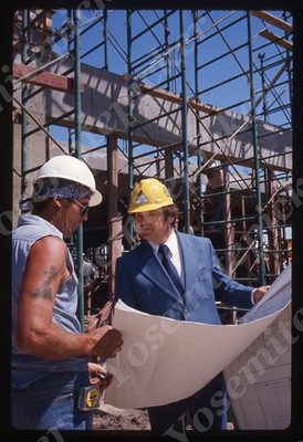 SL19 Original slide 1970 s  Omaha  Hi Rise Construction Crew workers 022a