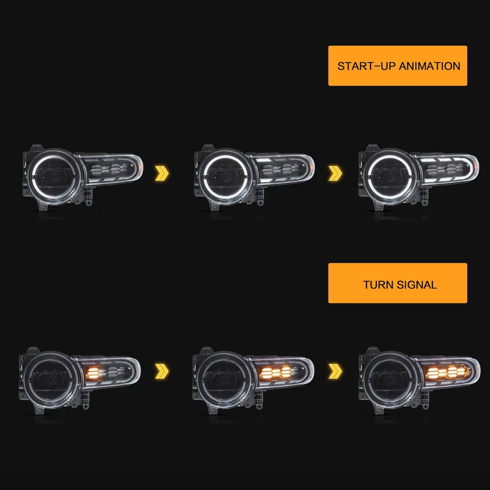 VLAND LED Headlights For Toyota FJ Cruiser 2007-2017 W/ Animation & Sequential - Image 4 of 4