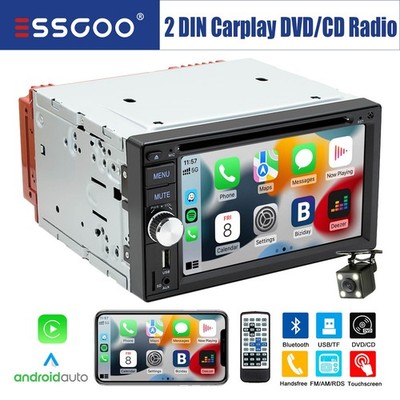 Doppel DIN Autoradio DVD CD Carplay Android Auto FM AM RDS Touch Screen Kamera