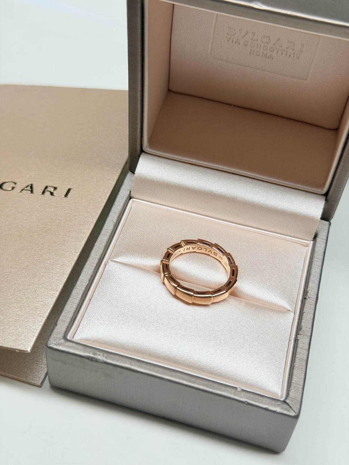 Bvlgari Serpenti Viper Ring in 18K Rose Gold – Size 48  No Diamonds