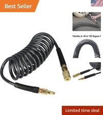 Polyurethane Recoil Air Hose 1/4" Inner Diameter by 10' Long with Bend Restri...