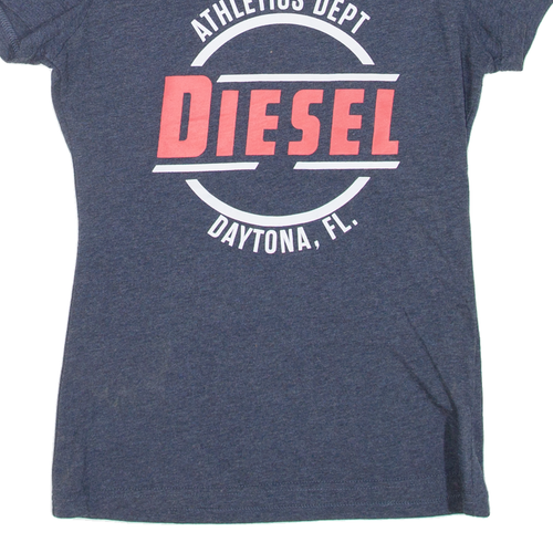 DIESEL Womens T-Shirt Blue Crew Neck S - Picture 5 of 6